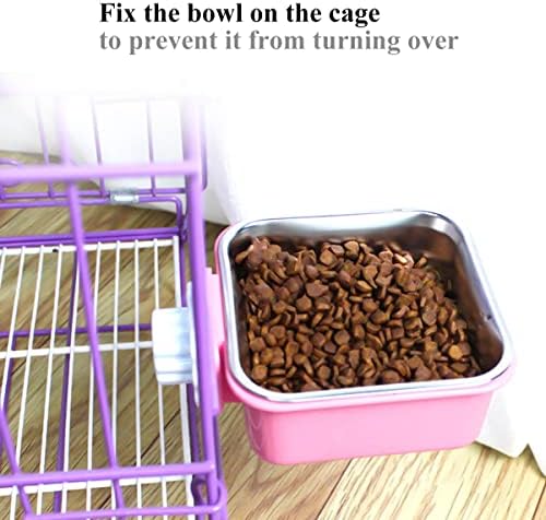 Dog Crate Bowl, Hanging Stainless Steel Removable Pet Crate Water & Food Bowls - Image 4