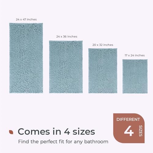 FRESHMINT Large Chenille Bathroom Rugs Mat 36”x24”, Non-Slip Bath Mat - Image 6