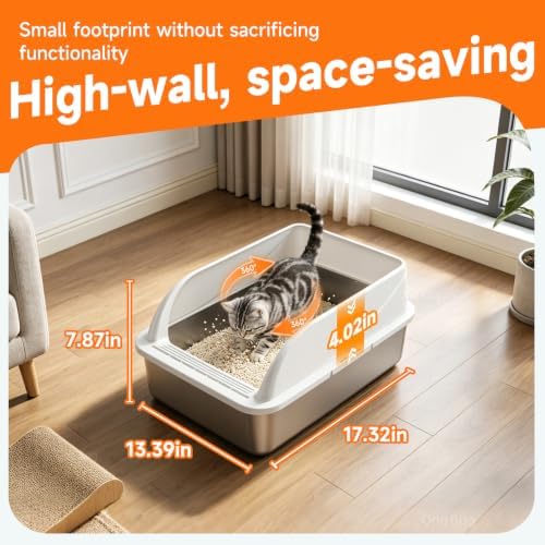 Stainless Steel High-Sided Cat Litter Box - Image 4