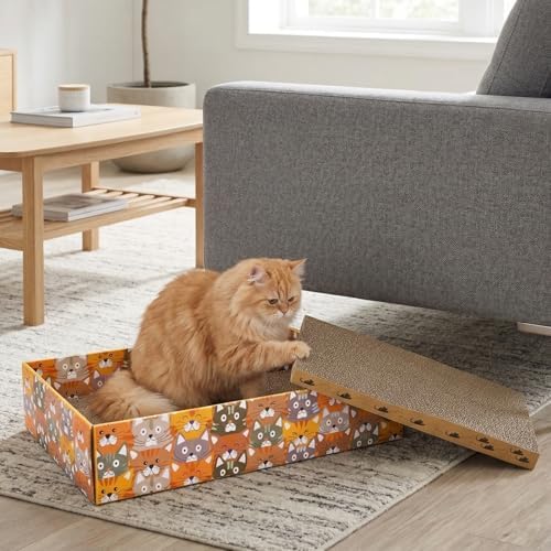 Pumtus Set of 2 Cat Scratching Boxes, 17x10 in 6 Pcs Corrugated Cardboard Pad - Image 7