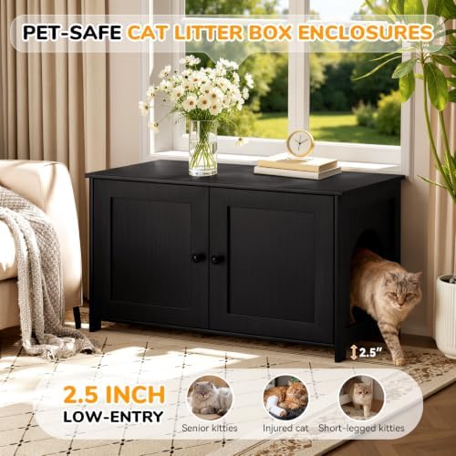 Extra Large Cat Litter Box Enclosure Furniture Dog Proof, Hidden Kitty Washroom - Image 6