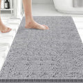 Bcoimo Bath Rug Mat, 36x24 Chenille Non Slip Gray Bathroom Floor Shower Mats by Bcoimo