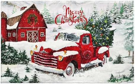 Giwawa Red Truck Bath Rug Winter Pine Tree Bathtub Mats 20X32 Inch Non Slip by Giwawa