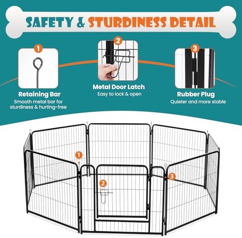 NEWBULIG Dog Playpen Indoor 8 Panels 24 Inch, Outdoor Metal Dog Fence Pen - Image 5
