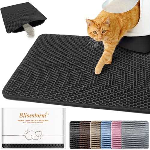 Cat Litter Mat 12"x12", Double Layer EVA litterbox Mat by BLISSSTORM