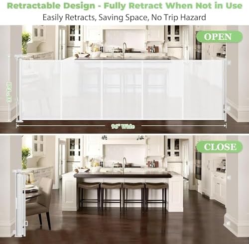 Reinforced 96" Extra Wide Retractable Baby Gate Extra Long Dog Gate - Image 3