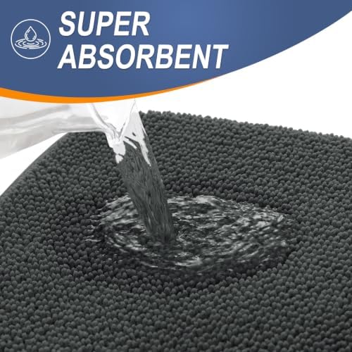 OLANLY Memory Foam Large Bathroom Rugs 40x32, Absorbent Bath Mat, Dark Grey - Image 3