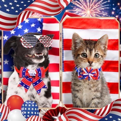 Huhumy 100 Pcs 4th of July Dog Bow Ties Bulk Independence Day Pet Collars - Image 5