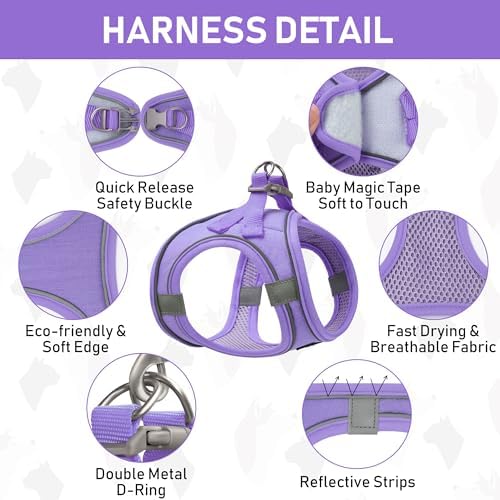 GAMUDA Small Pet Harness Collar and Leash Set, Step in No Chock No Pull Linen - Image 3
