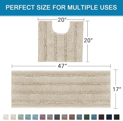 H.VERSAILTEX Bathroom Rug Sets 2 Piece Bath Mats Non Slip Thick Soft Chenille - Image 2