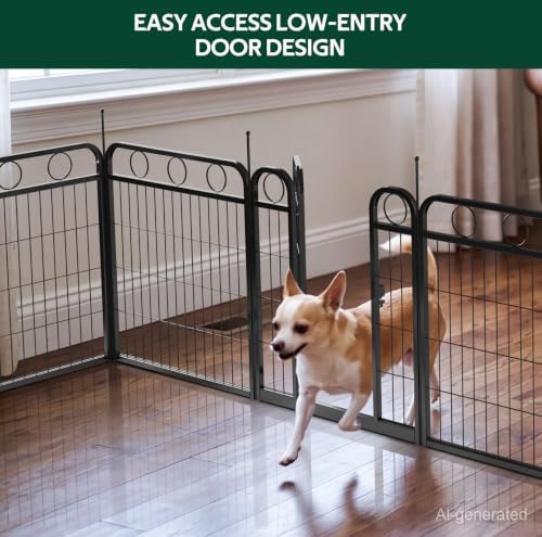 Dog Playpen Indoor Outdoor, 24 Inch 6 Panel Metal Dog Pen - Image 4