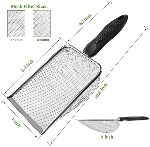 2Pcs Cat Litter Scoop Metal Stainless Steel Mesh Kitty Litter Scoop - Image 3