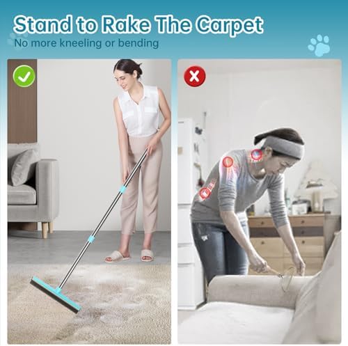 Carpet Rake 60" Long Handle, Pet Hair Remover, Carpet Broom - Image 6