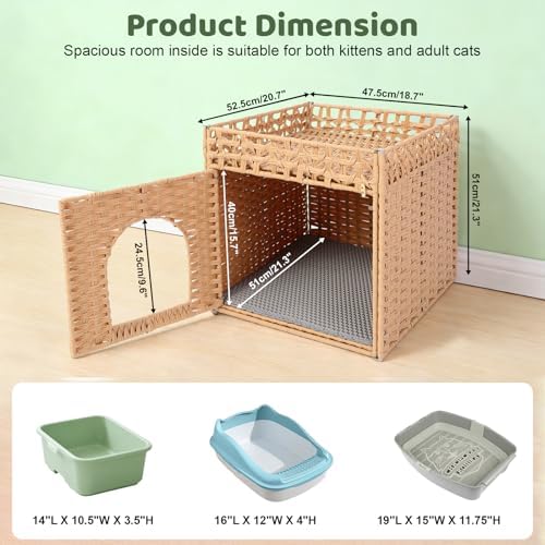 Hidden Cat Litter Box Enclosure Furniture, Dog Proof Indoor Cat House - Image 7