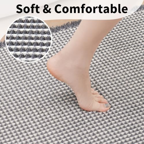 Waffle Bath Mat, Boho Bathroom Rugs Non Slip Washable - Image 3