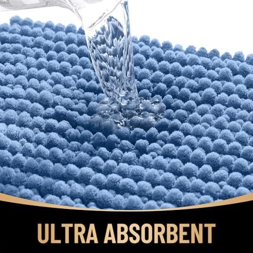 OLANLY Thick Chenille Bathroom Runner Rugs Mats 59x20, Cornflower Blue - Image 3