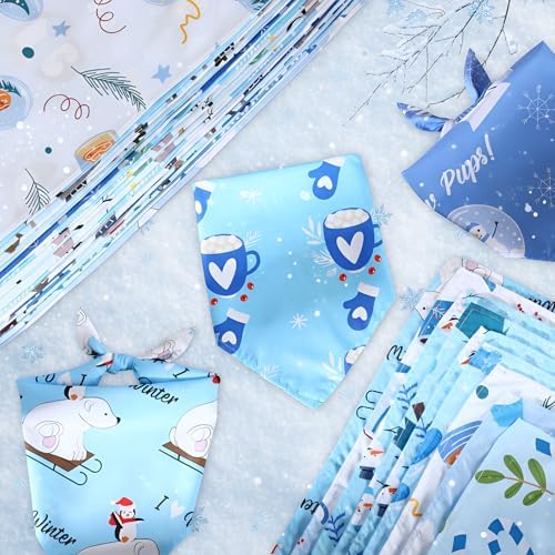 60 Pcs Winter Dog Bandanas Bulk, Snowflake Adjustable Pet Scarf,M - Image 6