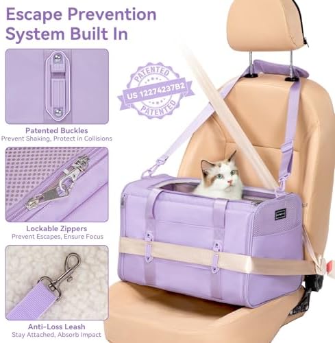 PETSFIT Cat Carrier Soft with Patented Safety Buckles, Safe - Image 3