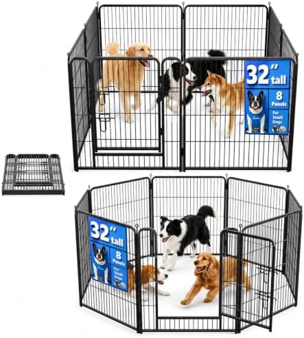 Dog Playpen Outdoor, 32 Inch Height 8 Panels Foldable Dog Pens Outside by HomePage