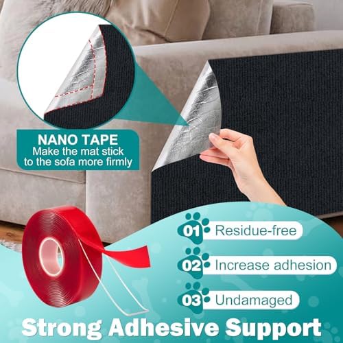 ENONCI 23.6x15.8 Cat Scratcher Mat, Self-Adhesive Cat Scratch Furniture - Image 6