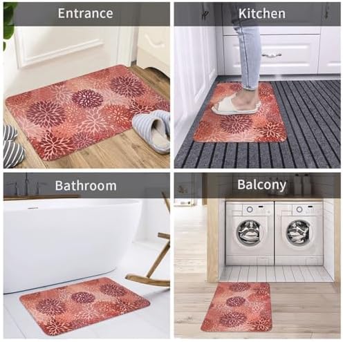 Red Flowers Bath Mat Non-Slip Soft Microfiber Bathroom Rugs Washable Bathmat - Image 7