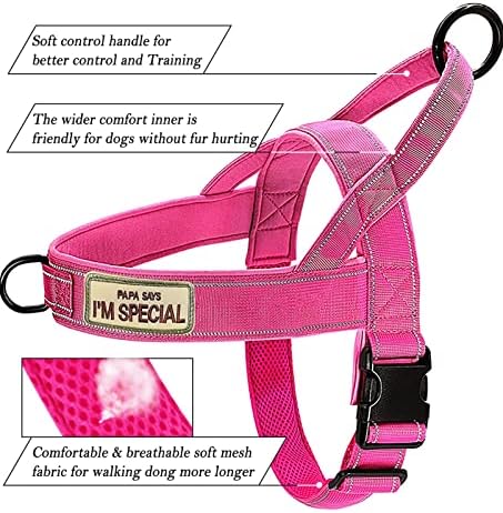No Pull Dog Harness Pink for Small Medium Large Sized Dog, Reflective Escape - Image 6