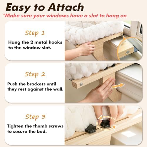 Zoratoo Cloud-Soft Wooden Cat Window Sill Perch - Image 5