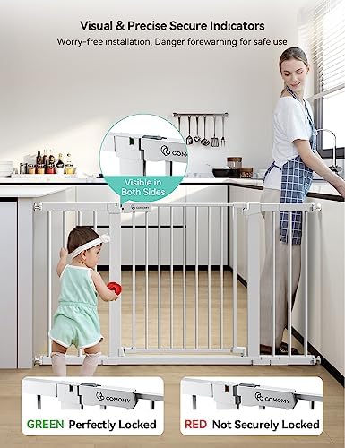 COMOMY 30" Tall Baby Gate for Stairs Doorways, Fits 29.5" to 51.6" Openings - Image 3
