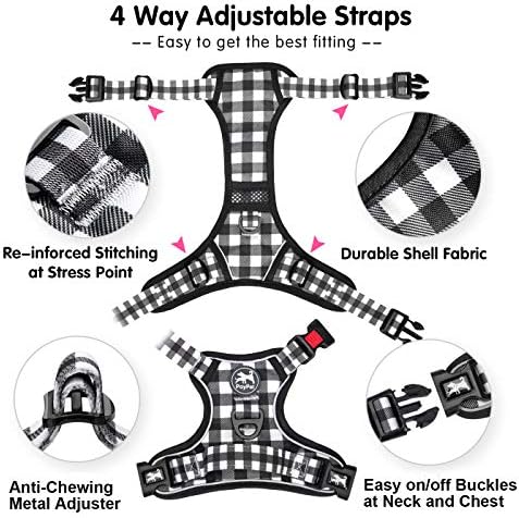 PoyPet Plaid Dog Harness Medium, No Pull Vest - Image 3