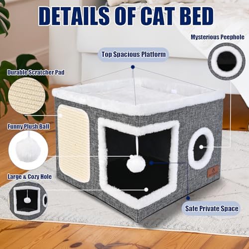 Cat Beds for Indoor Cats, Large Cat Cave Bed - Image 4