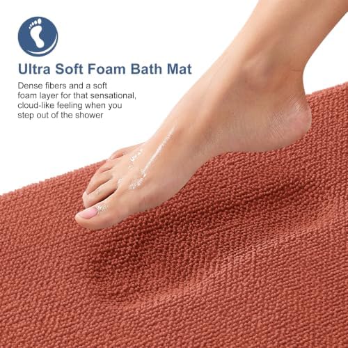 OLANLY Memory Foam Bathroom Runner Rugs 47x20, Long Mats, Rustic Terracotta - Image 2