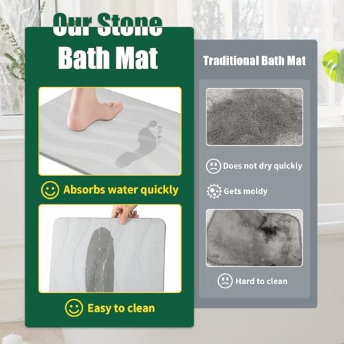 XMarrat Extra Large Stone Bath Mat, Diatomaceous Earth Mat, 31.5"x19.7" - Image 5