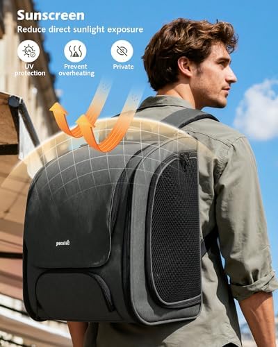 Pecute Cat Backpack Carrier, Cat Bubble, 12.6" L x 10.2" W x 16.5" H - Image 6