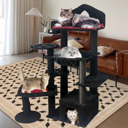 Gothic Cat Tree with Coffin Bed, Spooky Cat Tower with Scratching Post - Image 6