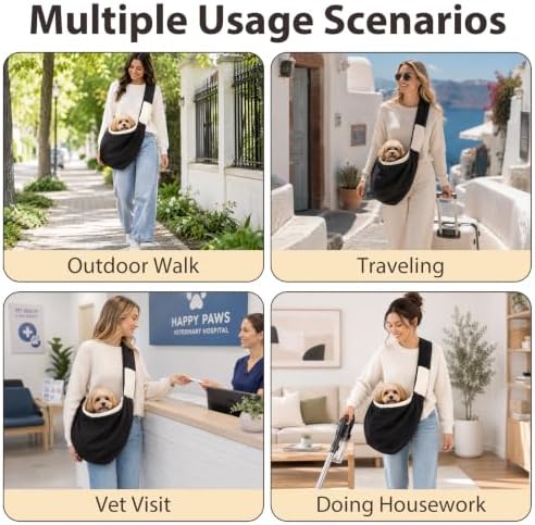 Dog Sling Carrier for Small Dogs and Cats Up to 15 lbs, Hands Free Pet Carrier - Image 7