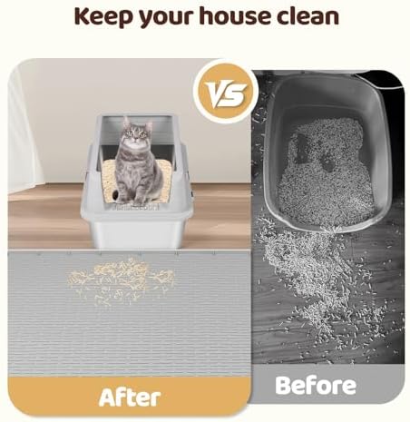 Silicone Cat Litter Mat for Litter Box 57”x40” Large Cat Mat, Light Grey - Image 4