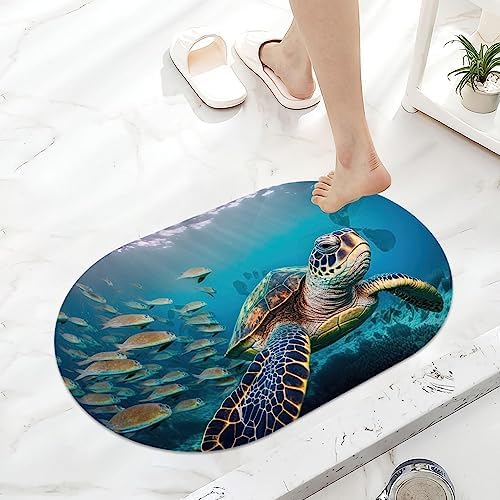 Underwater Wild Turtle Super Absorbent Quick-Drying Bathroom Mat Rug, Rubber - Image 6