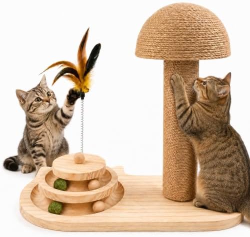 Cat Scratching Post, 3-in-1 Sisal Cat Tree Tower Scratcher by Hannadepot