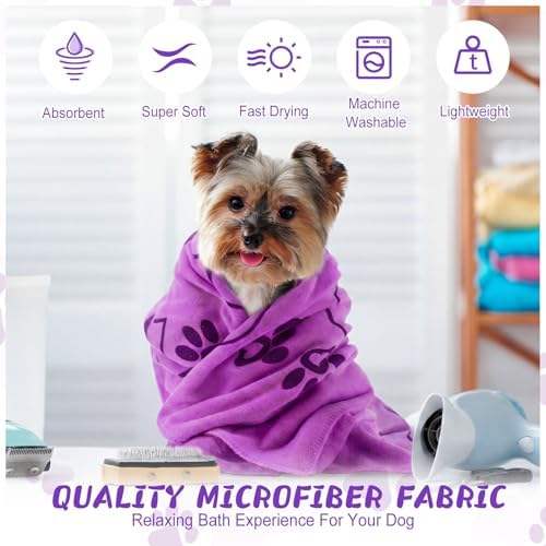 Fanfanwin 4 Pcs Dog Bath Towels Microfiber Drying Dog Towel Absorbent Pet Heart - Image 4