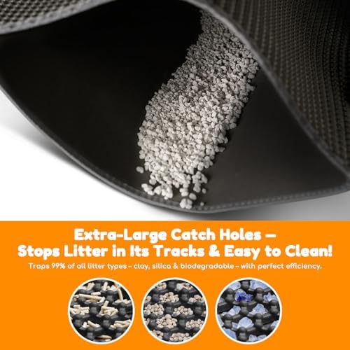 Cat Litter Mat 31"x24", Double Layer EVA litterbox Mat Beige - Image 4