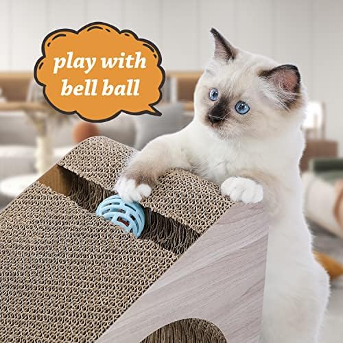 PAWZ Road 28.3" Cardboard Cat Scratcher Triangle 2 in 1 Cat Scratching Ramp - Image 6