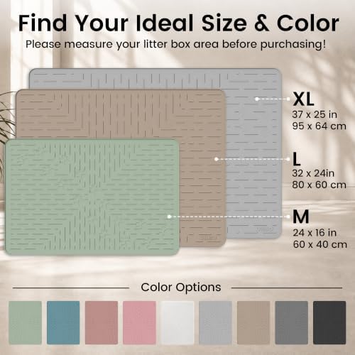OHMO Cat Litter Mat, 23.5x16 Silicone Trapping Mat Ash Grey - Image 7