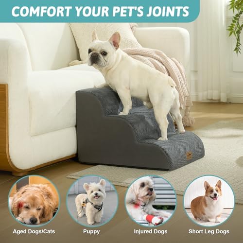 COZY KISS Wide Dog Stairs for Small Dog 15.7" H, 3 Step Pet Ramp for Couch - Image 4