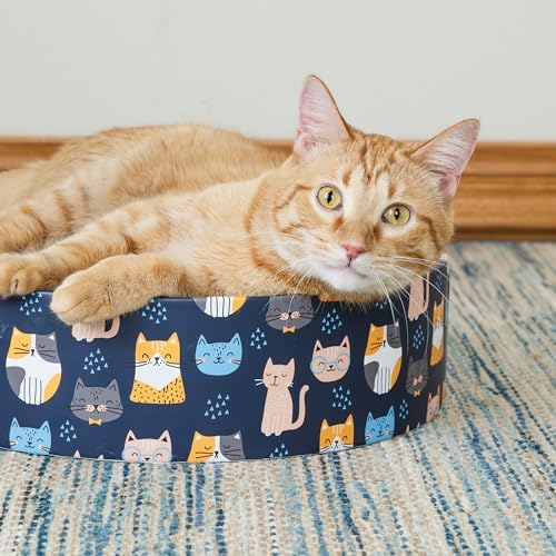 Kitty City Cat Corrugate Round Bed Scratcher Collection, Cat Pattern - Image 4