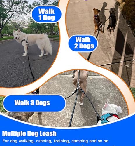 Heavy Duty 3 Dog Leash for Small Dogs No Tangle Detachable 360° Swivel Device - Image 2
