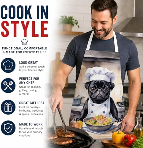 Caroline's Treasures Pug The Chef Apron Cooking Kitchen Server Baking Crafts - Image 2