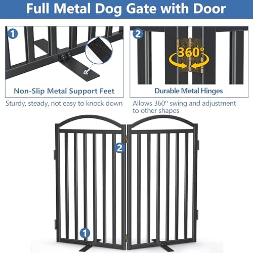 Malier Metal Freestanding Dog Gates, Outdoor Indoor Dog Fences, Extra Wide - Image 4