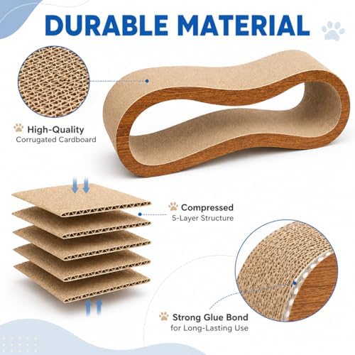 Simple Deluxe 2 in 1 Cats Scratching Pads, Large Horizontal Cardboard Cat - Image 5