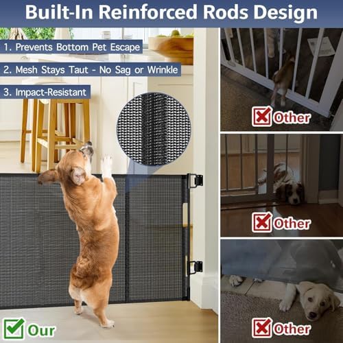 Reinforced 18" Tall 55" Wide Retractable Dog Gate, Prevents Crawling Under - Image 3