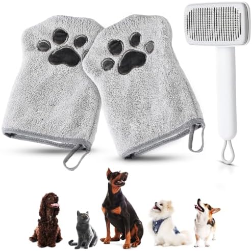 Grooming Mitt Kit with Deshedding Brush, Dogs & Cats by Home